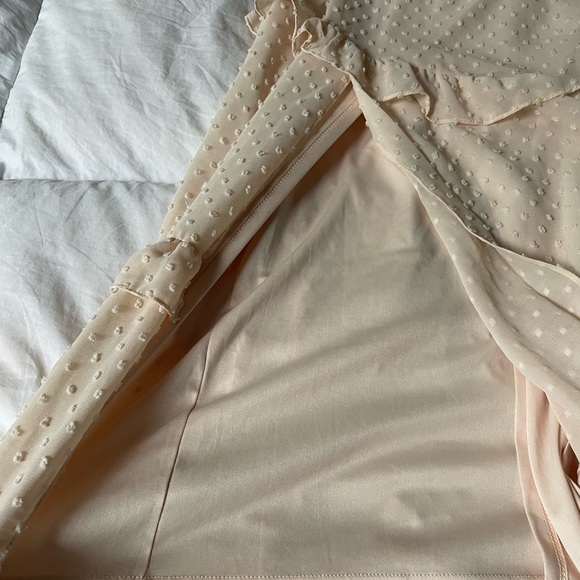 Lulus Next To You Cream Swiss Dot Ruffle Midi Dress Medium - Picture 12 of 15